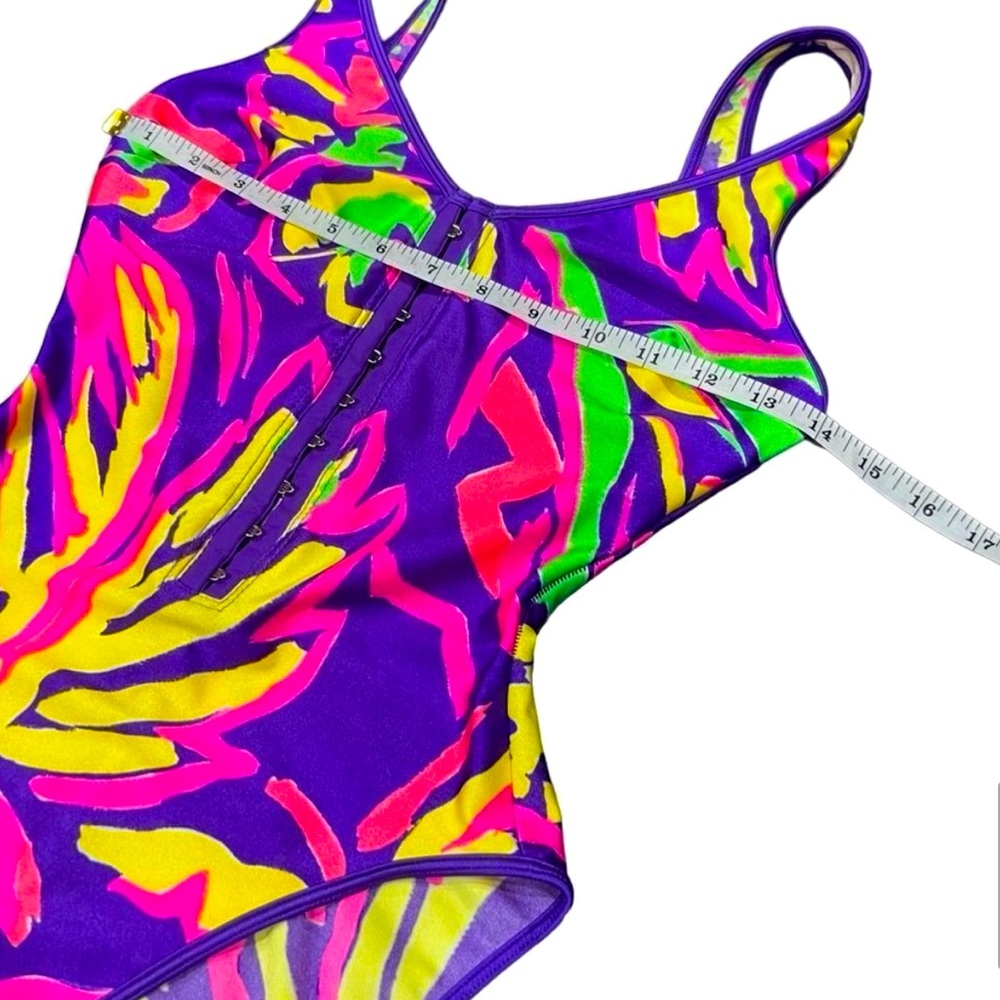 Vintage La Blanca 90s Miami Vice Barbie Neon One Piece Swimsuit - Picture 11 of 16